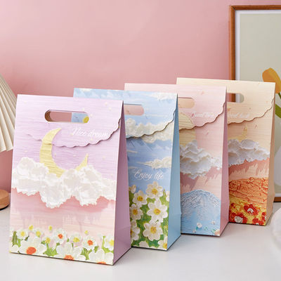 Προσαρμοσμένη Kraft Art Gift Paper Packaging Bag Προσαρμοσμένη Ροζ Μικρή συσκευασία Χειροκίνητη