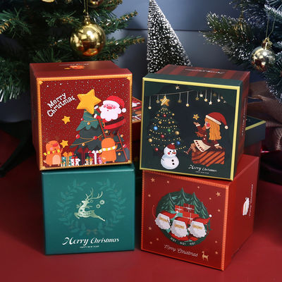 Λούξυ Custom Christmas Style Περιβαλλοντικά φιλική συσκευασία δώρων χαρτόνι Κόκκινο καπάκι κορυφής Χριστουγεννιάτικη κορδέλα Set Box δώρο