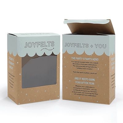 Καφέ χαρτί Kraft Tuck End Box συσκευασία με διαφανή φακέλους παραθύρων PVC