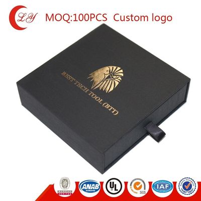 Κουτί συσκευασίας χαρτόνιου συρτάρι Custom Texture Black Slide Out Καρτόνι