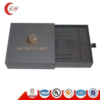 Κουτί συσκευασίας χαρτόνιου συρτάρι Custom Texture Black Slide Out Καρτόνι