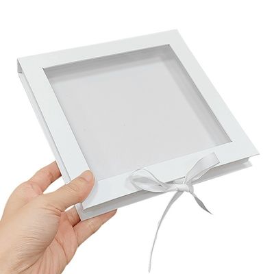 Τετράγωνο βιβλίο σχήμα PVC Διαφανές επάνω παράθυρο Μαγνητικό χαρτόνι συσκευασία κουτί με κορδέλα