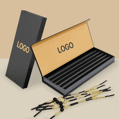 Λούξυ Custom Logo Μαύρο χαρτί κοσμήματα Συσκευαστικό κουτί για βραχιόλι Κεραυνό Ακατασταλτικό μαγνητικό κουτί