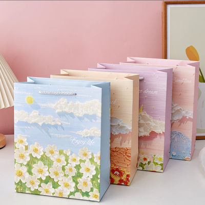 Προσαρμοσμένη Kraft Art Gift Paper Packaging Bag Προσαρμοσμένη Ροζ Μικρή συσκευασία Χειροκίνητη