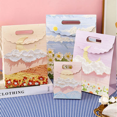 Προσαρμοσμένη Kraft Art Gift Paper Packaging Bag Προσαρμοσμένη Ροζ Μικρή συσκευασία Χειροκίνητη