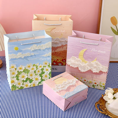 Προσαρμοσμένη Kraft Art Gift Paper Packaging Bag Προσαρμοσμένη Ροζ Μικρή συσκευασία Χειροκίνητη