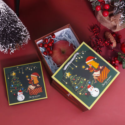 Λούξυ Custom Christmas Style Περιβαλλοντικά φιλική συσκευασία δώρων χαρτόνι Κόκκινο καπάκι κορυφής Χριστουγεννιάτικη κορδέλα Set Box δώρο