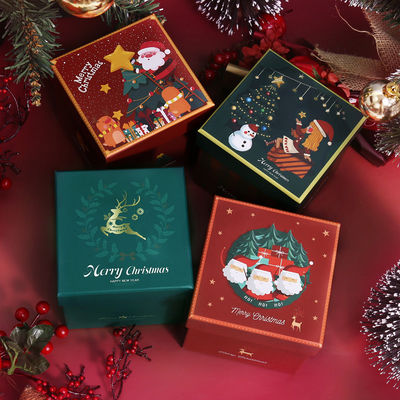 Λούξυ Custom Christmas Style Περιβαλλοντικά φιλική συσκευασία δώρων χαρτόνι Κόκκινο καπάκι κορυφής Χριστουγεννιάτικη κορδέλα Set Box δώρο