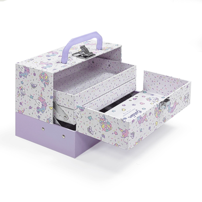 Περιβαλλοντικά φιλικό Custom Kids Toy Gift Box Luxury Rigid Cardboard Suitcase Style με μεταλλικό χερούλι