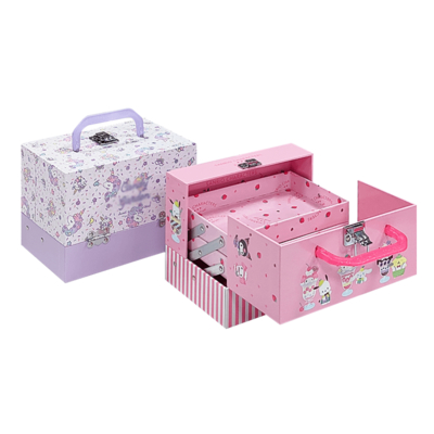 Περιβαλλοντικά φιλικό Custom Kids Toy Gift Box Luxury Rigid Cardboard Suitcase Style με μεταλλικό χερούλι