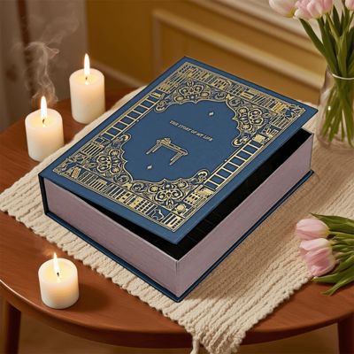 Προσαρμοσμένη εκτύπωση πολυτελούς συσκευασίας δώρου σε σχήμα βιβλίου για επώνυμα κεριά, premium λύση δώρου για γάμους και γιορτές