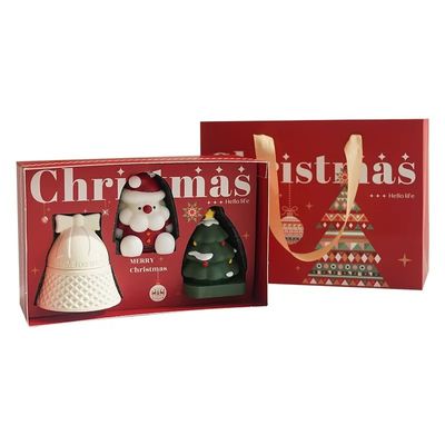 Προσαρμοσμένο λογότυπο πολυτελή κόκκινο χάρτινο χριστουγεννιάτικο κουτί με λαβή για δωρεάν συσκευασία τρόφιμα κοσμήματα φαρμακείο εμπορικό σήμα