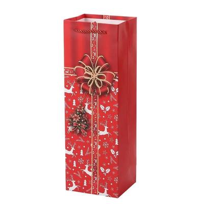 Προσαρμοσμένες χαρτοσακούλες με το δικό σας λογότυπο Χριστούγεννα χαρτοσακούλες δώρο για συσκευασία κρασιού