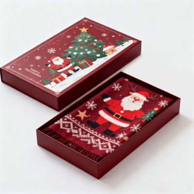 Προσαρμοσμένα πολυτελή χριστουγεννιάτικα κουτιά δώρων από ματ σκληρό χαρτόνι για συσκευασία κασκόλ, φορέματος, εσωρούχων, πουκάμισου, από ανακυκλωμένα ασηπτικά υλικά