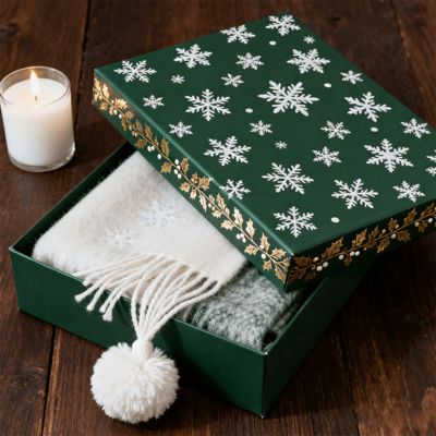 Προσαρμοσμένα πολυτελή χριστουγεννιάτικα κουτιά δώρων από ματ σκληρό χαρτόνι για συσκευασία κασκόλ, φορέματος, εσωρούχων, πουκάμισου, από ανακυκλωμένα ασηπτικά υλικά