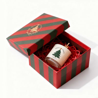 Χονδρική πώληση εργοστασίου Προσαρμοσμένα πολύχρωμα χριστουγεννιάτικα χάρτινα κουτιά από χαρτόνι με καπάκι και βάση για κεριά με σφράγιση