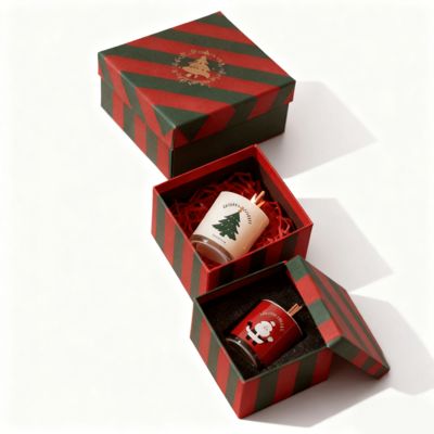 Χονδρική πώληση εργοστασίου Προσαρμοσμένα πολύχρωμα χριστουγεννιάτικα χάρτινα κουτιά από χαρτόνι με καπάκι και βάση για κεριά με σφράγιση