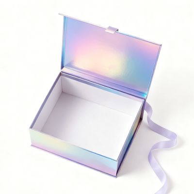 Κουτί συσκευασίας δώρου Deluxe Holographic Flip Top Magnetic Lid Όμορφο με κορδέλα Ανακυκλωμένα υλικά για κάλτσες