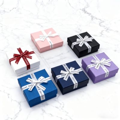Προσαρμοσμένη Συσκευασία Κοσμημάτων Αγγλικό Τόξο Κορδέλα Ουρανός Γη Τετράγωνο Κουτί Κομψό Κάλυμμα Χαρτονιού Για Σκουλαρίκια Δαχτυλίδια Κουτιά