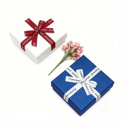 Προσαρμοσμένη Συσκευασία Κοσμημάτων Αγγλικό Τόξο Κορδέλα Ουρανός Γη Τετράγωνο Κουτί Κομψό Κάλυμμα Χαρτονιού Για Σκουλαρίκια Δαχτυλίδια Κουτιά