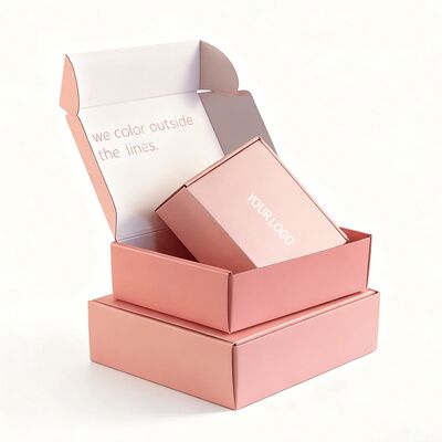 Προσαρμοσμένο διπλώσιμο κυματοειδές ροζ χαρτόκουτο κουτί δώρων Προσαρμοσμένο λογότυπο Συσκευή δέχεται