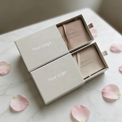 Custom Gold Foil Coated Paper Jewelry Packaging Box Drawer Paper Boxes With Foam Insert for Necklaces Bracelets Bangles Earrings