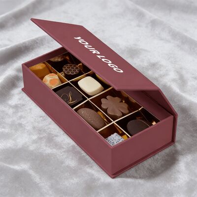Πολυτελές, φιλικό προς το περιβάλλον, σκληρό χαρτόνι με μαγνητικό κλείσιμο και επίστρωση UV, κουτί δώρου με λογότυπο για συσκευασία σοκολάτας