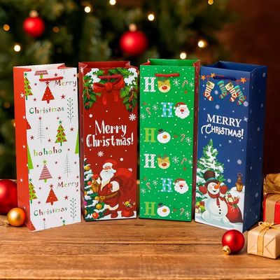 Προσαρμοσμένη Μικρή Εξατομικευμένη Χριστουγεννιάτικη Χάρτινη Τσάντα Αγορών Πολυτελείας με Χειρολαβή από Κορδέλα