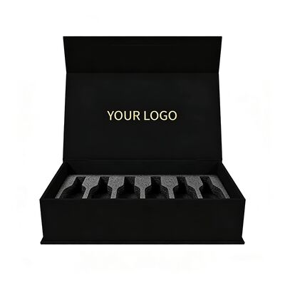 Προσαρμοσμένα κομψά χαρτόκουτα Μαγνητικό καπάκι Κουτί δώρο με λαβή για μπουκάλι κρασιού Συγκρότημα αρώματος Κάρτα VIP