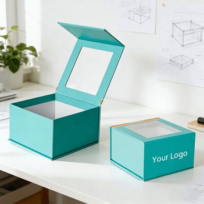 Προσαρμοσμένα, χειροποίητα, πολυτελή κουτιά δώρων με μαγνητικό κλείσιμο και παράθυρο, χάρτινα κουτιά συσκευασίας για καπέλα και ρούχα